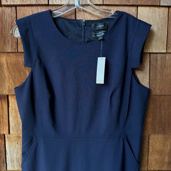 NWT J.CREW Resume Navy Cap Sleeve Knee Length Wool Sheath Dress in Women's 14 - Picture 5 of 14